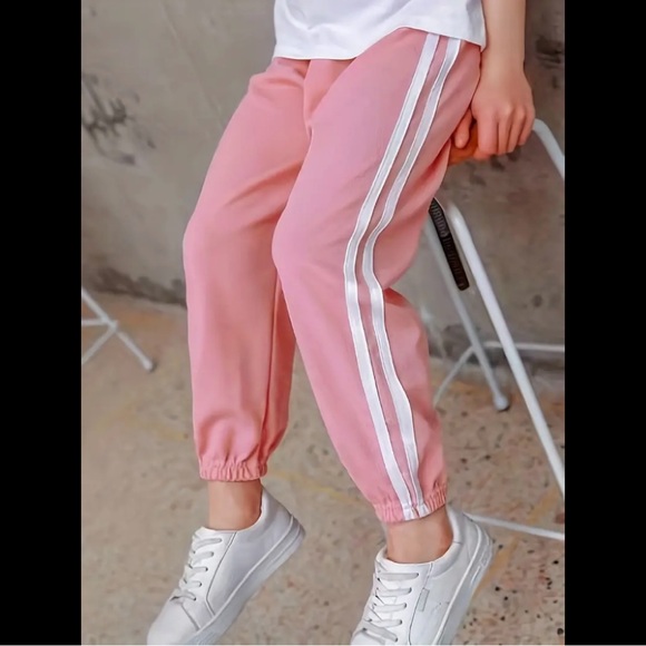 Girls, Pink & White, Sporty Joggers - Picture 4 of 6
